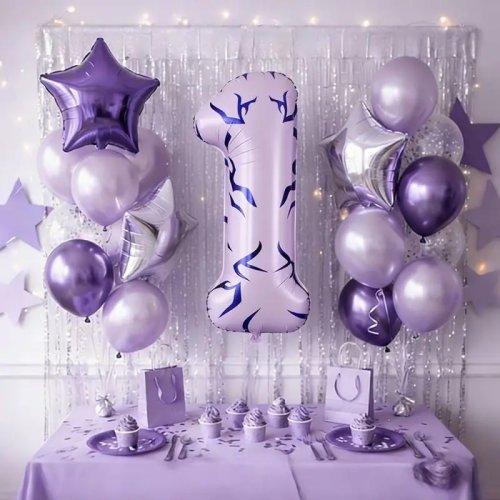 Balon Foil Angka 0-9 40 Inci, Balon Mylar Bintang, Dekorasi Fan Meeting Kpop, Perlengkapan Balon Ulang Tahun & Anniversary