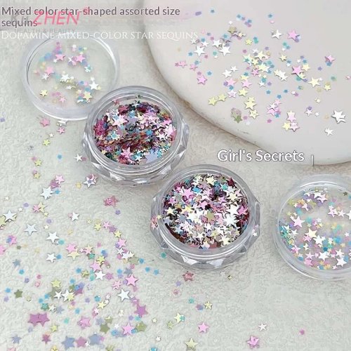 Holographic Star Nail Sequins – Colorful Laser Five-Pointed Glitter for DIY Nail Art & Salon Manicure