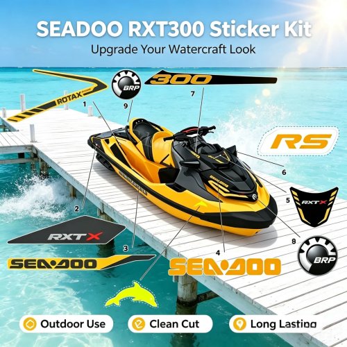 Naklejki na skuter wodny SEADOO RXT300 | Wodoodporne winylowe naklejki dla BRP Sea-Doo RXT 300 AS RS