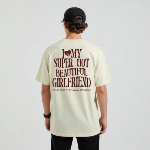Camiseta Unisex Gráfica Día del Amor y la Amistad - Regalo Divertido para Novio - I Love My Girlfriend - Manga Corta