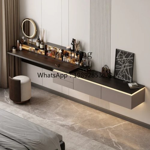 Bàn Trang Điểm Treo Tường Tối Giản với Ngăn Lưu Trữ Tích Hợp, Bàn Trang Điểm Phòng Ngủ Hiện Đại