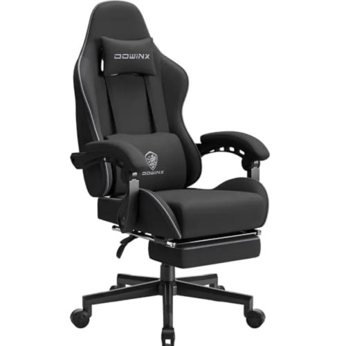 Cadeira Gaming Ergonómica com Almofada de Molas Pocket, Função de Massagem, Apoio de Cabeça e Apoio de Pés - Cadeira de Computador em Tecido