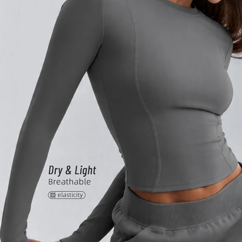 SOYUN T-shirt de Yoga Gym Feminino de Corte Comprido e Justo - Top de Treino de Manga Comprida com Cobertura Total, Não Transparente