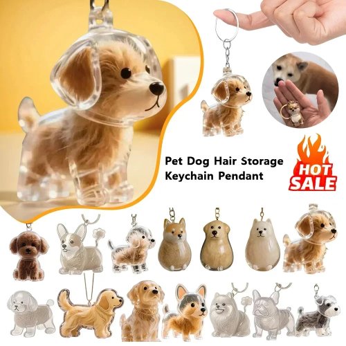Transparente Aufbewahrungsbox für Hundehaare, süßer Andenken-Anhänger mit Schlüsselring für Tierliebhaber, DIY-Gedenk-Schlüsselanhänger
