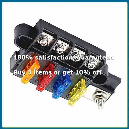 Kotak Sekring Blade untuk Otomotif, Kapal, Marine - 4 Way 12/32V 4 Sirkuit Blok Sekring dengan Tutup