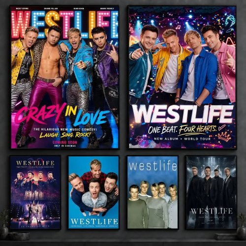 Póster de la banda Westlife, decoración de pared autoadhesiva sin dejar residuo de pegamento para recámara y sala