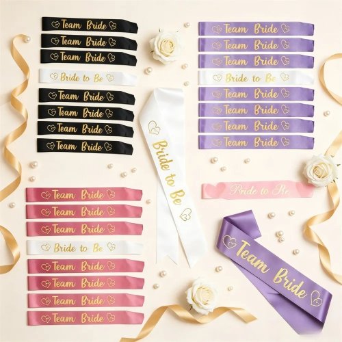 Ensemble de 7 Écharpes pour Enterrement de Vie de Jeune Fille, Écharpes de Mariée en Polyester, Décorations Thématiques pour Mariage et Bridal Shower