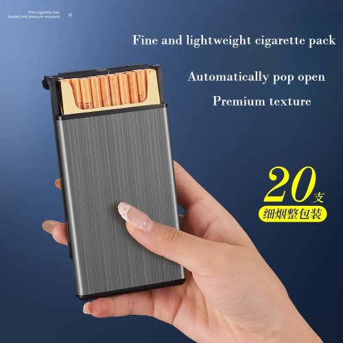 Étui à Cigarettes en Métal pour 20 Cigarettes Slim - Ultra Fin, Portable, Automatique Pop-Up, Incassable