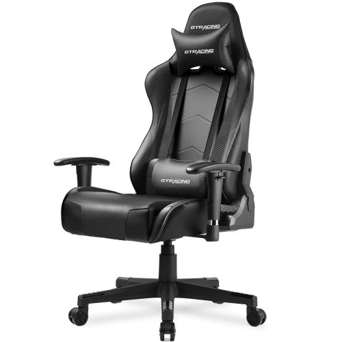 Sedia gaming ergonomica con schienale reclinabile, altezza regolabile e base girevole, poggiatesta e supporto lombare