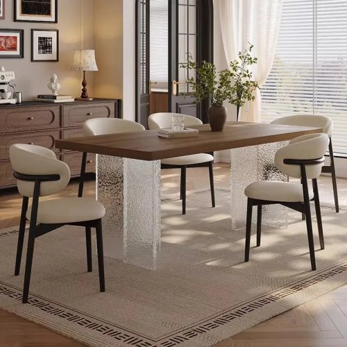 Modern Acrylic Floating Desk, French Retro Style Computer Desk for Living Room, Bedroom, Office, Designer Home Furniture