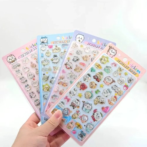3D 크리스털 스티커 치이카와 우사기 4pcs 귀여운 방수 DIY 데코 스티커 휴대폰 케이스 네일 노트북용