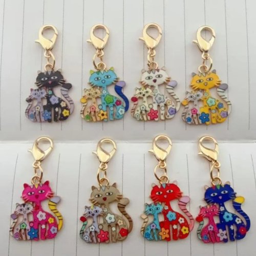 10 unid. Porta-chaves Gato Pai e Filho, Porta-chaves Gato Desenho Animado Clássico para Decoração de Bolsa