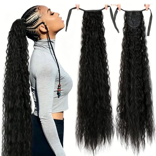H&STAR Extensão de Cabelo Sintético 34 Polegadas Afro Kinky Curly Rabo de Cavalo com Cordão - Peça de Cabelo Natural para Mulher
