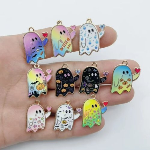 10Pcs Cute Animal & Halloween Pumpkin Candy Butterfly Charms, Zinc Alloy Pendants for DIY Earrings Necklaces, Jewelry Making Accessories