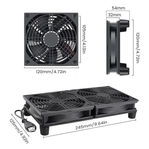 Quạt tản nhiệt USB 12cm 5V êm ái lưu lượng gió cao cho router, TV box, laptop