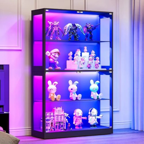 RGBライト付きガラス扉展示キャビネット