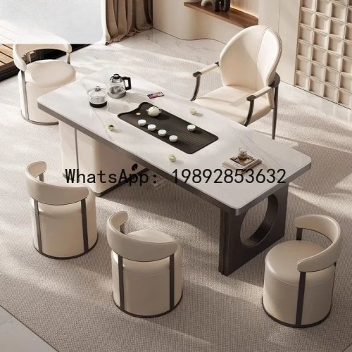 Set de mesa de centro H5.18 de piedra sinterizada para sala, oficina y balcón, mesa de té moderna para casa