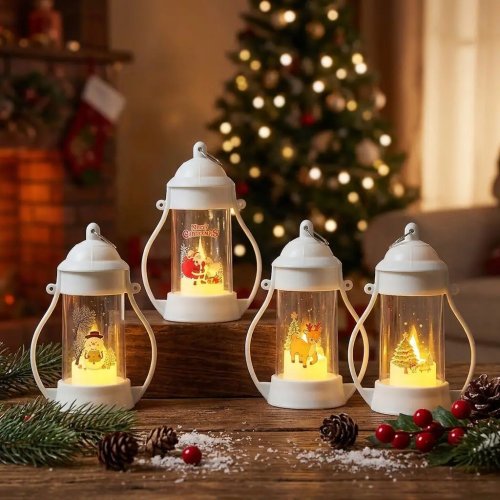 Lanterna de Natal com vela LED – Decoração de mesa e presente de Natal