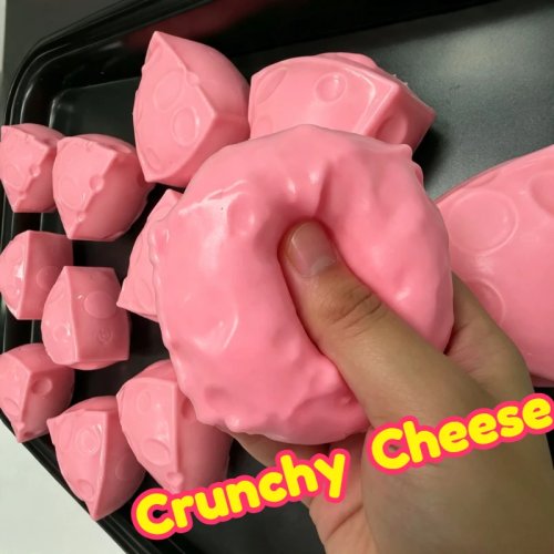 Bola Stress Keju Pink, Crunchy Squeeze Squishy Toy dengan Isian Blok Bulat, Mainan Fidget ASMR Sensorik untuk Relaksasi Anti Stress