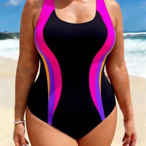 Women's Tummy Control Tankini Swimsuit - High Cut Legs, Ruched Waist, Wide Shoulder Straps, Plus Size