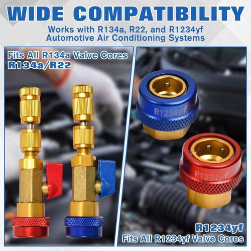 R1234YF Valve Core Tool, Air Conditioning Refrigeration Schrader Valve Core Remover with O-Ring Rubber Seal