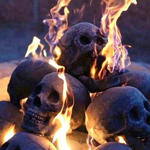 Halloween schedel decoratie – Horror sfeer & veelzijdige imitatie menselijke schedel voor kampvuur, vuurkorf & open haarden