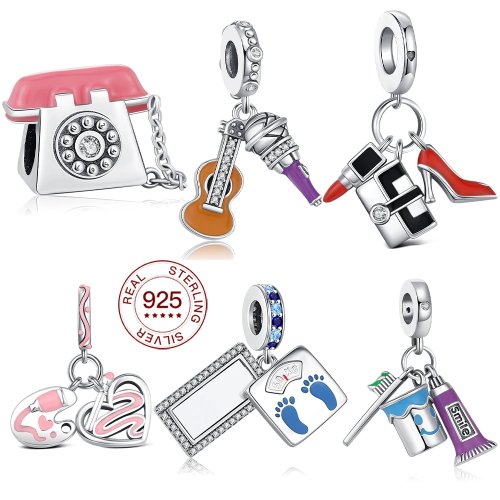 925 Sterling Zilver High Heels Charm Hanger voor DIY Sieraden Maken, Kralen, Dames, Dagelijks, Cadeau