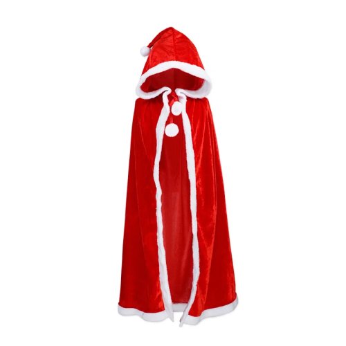 Capa de Pai Natal para Homem com Capuz e Pelúcia – Fato Longo de Natal para Cosplay e Festa