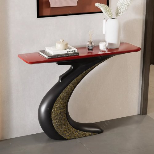 Bàn console lối vào phong cách Trung Hoa hiện đại – bàn trang trí hành lang sang trọng, bàn treo tường wabi-sabi