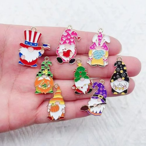 10個 カートゥーン ドワーフ エナメル 合金 ペンダント DIY ジュエリー アクセサリー