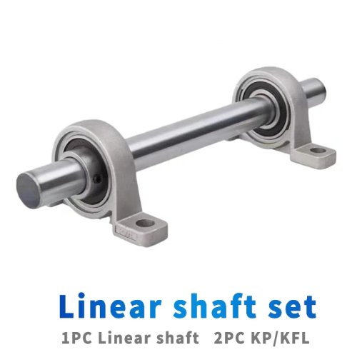 1 Stk. Linearwelle Ø8–20 mm + 2 Stk. KP/KPL Kugellager-Stehlager, Zinklegierung