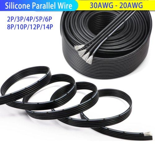 Câble souple en silicone multiconducteur parallèle 20-30AWG 2P-14P cuivre haute température 1-50m