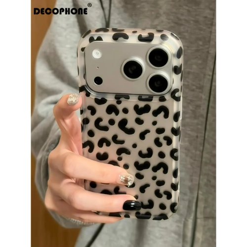 Casing HP Premium Gaya Korea Frosted Foil Motif Leopard untuk iPhone 18 Pro Max/17 Pro Max/16 Pro