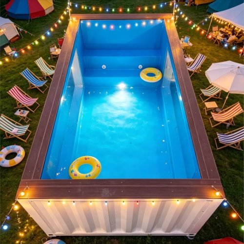 Piscine familiale personnalisée type conteneur, portable et déplaçable, piscine hors-sol extérieure pour se rafraîchir en été