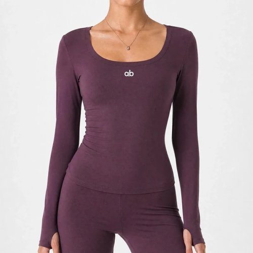 Koszulka sportowa damska z długim rękawem – Szybkoschnący t-shirt na siłownię jogę fitness bieganie, jesień casual