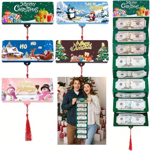 1/5 Stück Überraschungs-Geldbox mit 10 Fächern, Geldgeschenkbox für Geburtstag, Weihnachten, Thanksgiving, Neujahr