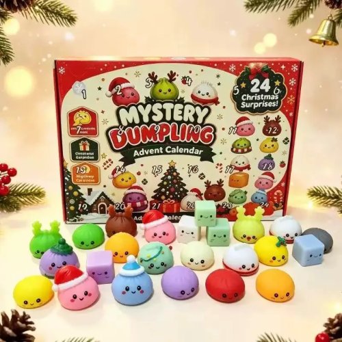 Calendario de Adviento Navideño Squishies 24 Días Cuenta Atrás Empanadilla Squishy Slow Rising Apretar Decoración Hogar Regalo