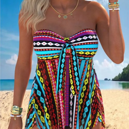 Conjunto Tankini de Tiro Alto para Mujer, Bikini Sexy Sin Mangas, Traje de Baño de Playa