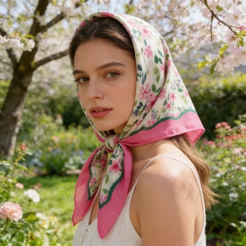 1 pza pañuelo de seda cuadrado 58 cm estampado floral primavera verano versátil para mujer