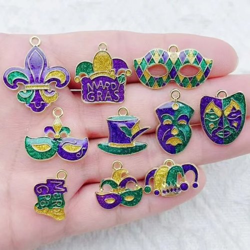 10個セット オイルドロップ風 合金カーニバルチャーム DIYブレスレット・ネックレス用アクセサリー