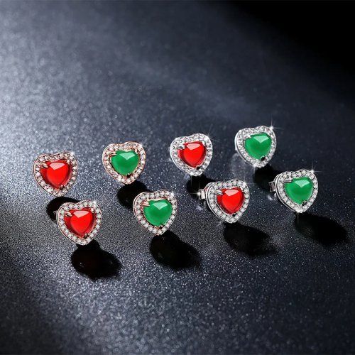 Anting Giok Hati Alami Ukiran Batu Mulia Hadiah Wanita Perak 925 Perhiasan Jimat Desainer Mewah