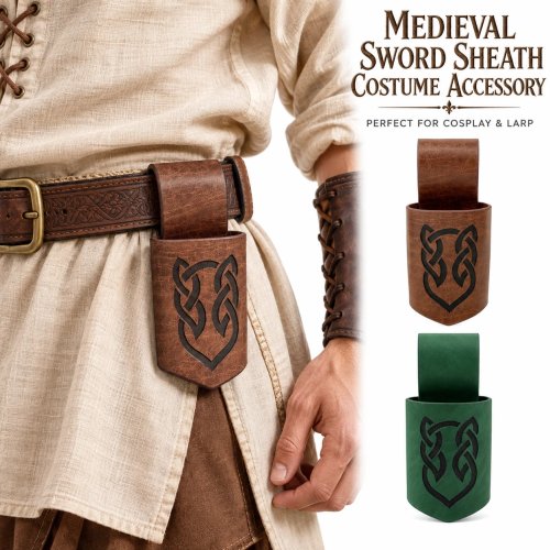 Middeleeuwse zwaardschede voor heren van kunstleer en nepbont – cosplay accessoire