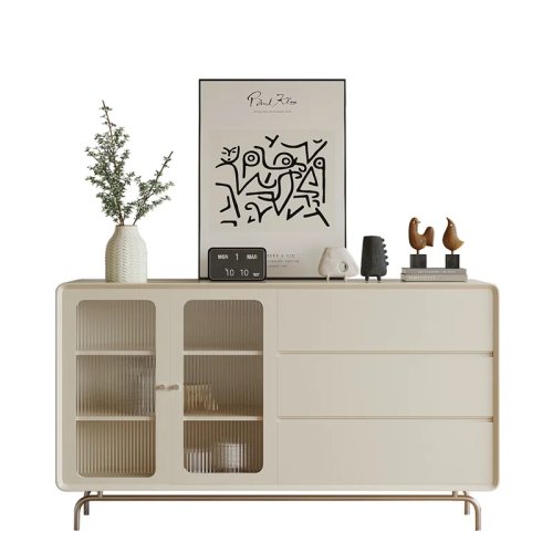 Sideboard w francuskim stylu kremowym, lekki luksusowy mebel, nowoczesna minimalistyczna skandynawska szafka do przedpokoju retro