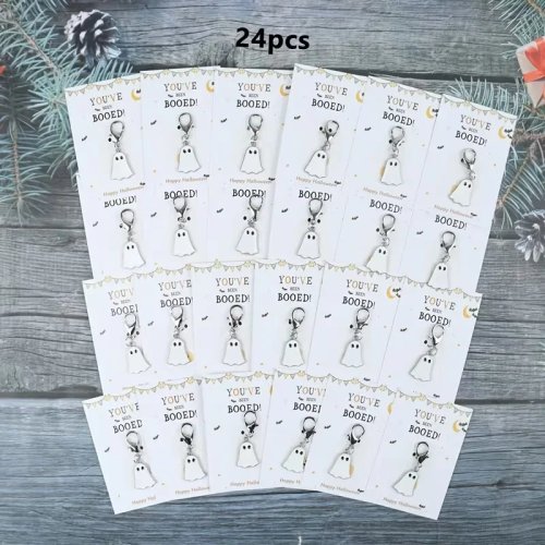 24-Piece Spooky Halloween Keychain Set with “You’ve Been Pranked” Cards, Handmade Compact Novelty Keychains