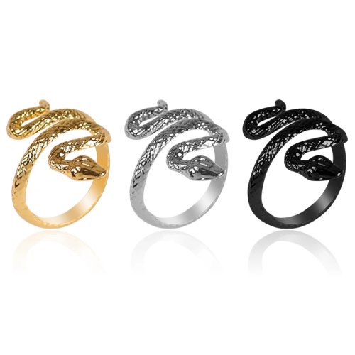 Retro Adjustable Snake Ring – Gold-Tone Zinc Alloy Punk Rock Animal Jewelry Gift