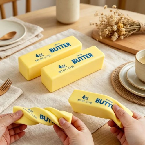 Butter Stick Fidget Spielzeug – Knuspriger ASMR Squishy Stressball mit Perlenfüllung, Handdruck-Antistress-Geschenk zum Entspannen