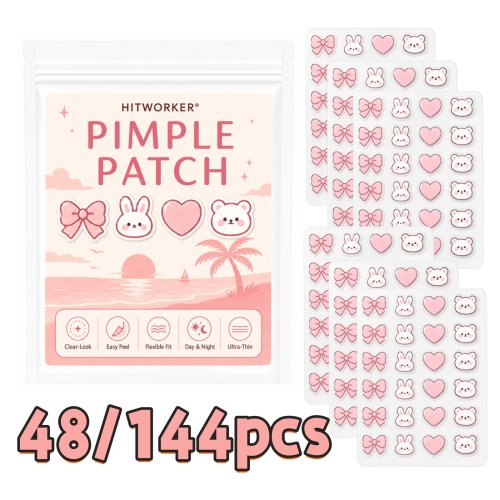 48/144 miếng dán mụn hình thỏ và trái tim dễ thương, miếng dán hydrocolloid thấm dầu cho da mặt