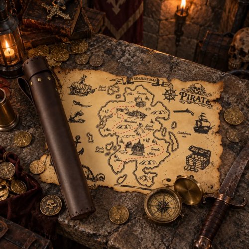 Tubo para pergamino y mapa medieval, portadocumentos de piel PU café, accesorio para disfraz pirata renacentista LARP