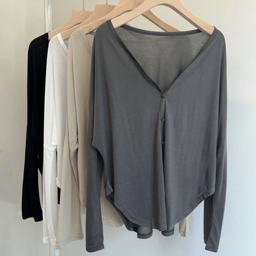 1 Stück Leichte Überwurfjacke, V-Ausschnitt, Knopfverschluss, Langarm, transparenter Chiffon-Schaljacke, Oversize, Sonnenschutz