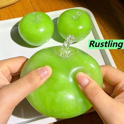 Green Apple Slushie Squishy Fidget Toy – Crunchy Moldable Non-Bounce Sensory Stress Reliever, Slow Rising, Medium Grip, Gift